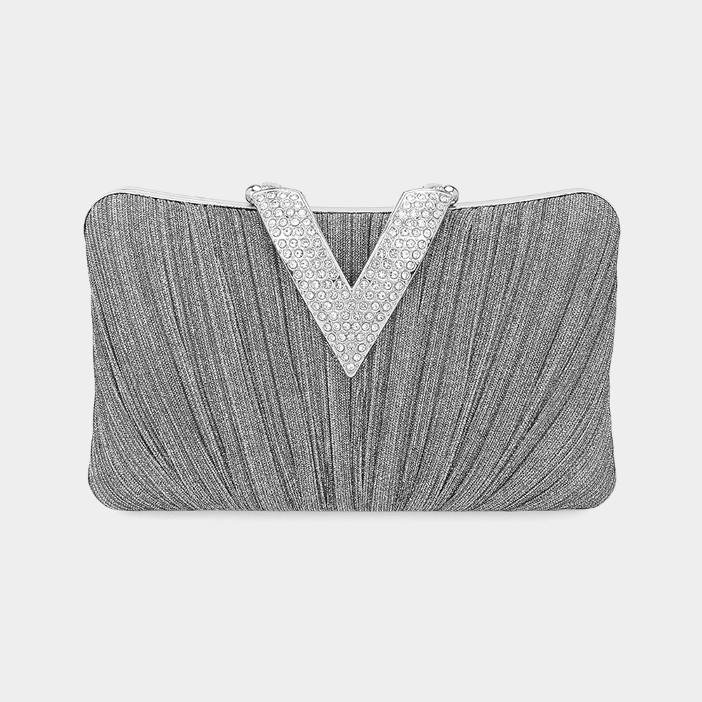 Silver Rhinestone Accent Evening Clutch! MUST HAVE…